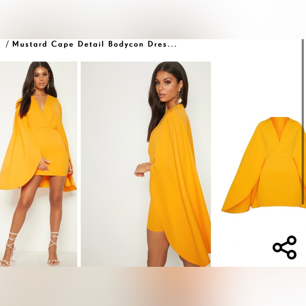 Mustard yellow cape dress from PLT. Like new, worn once!